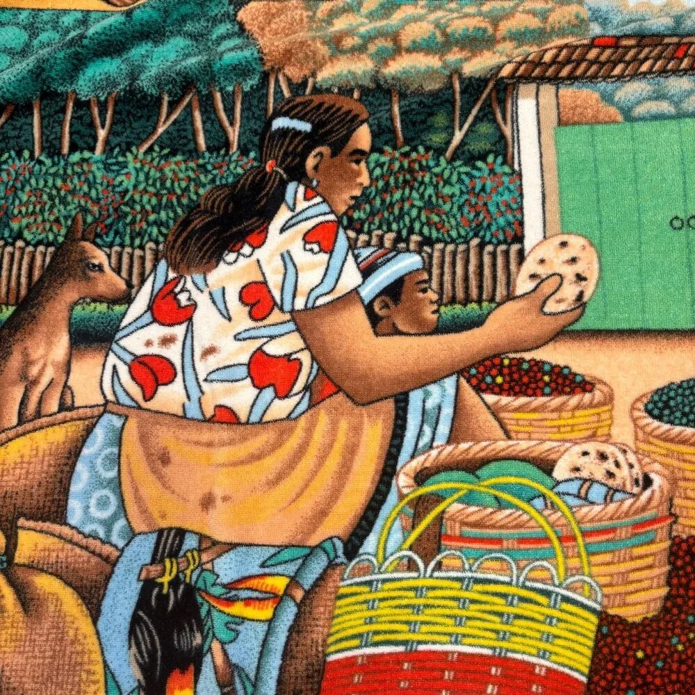 Colorful Edmundo Otoniel‎ Rural Towel Art Farming Scene Cotton Hilasal VTG